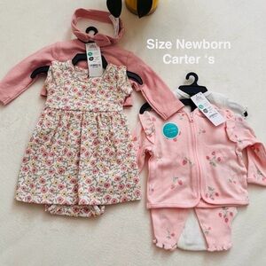 Carter's Child of Mine Baby Girl Cardigan/ Dress Outfit Set, 3-Piece, NEWBORN